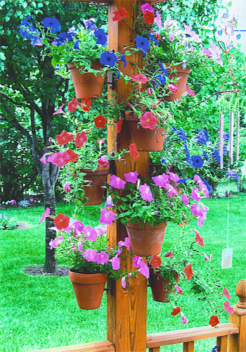 Flower Poles Outdoor Hanging Planters, Flower Pots That Go Around A Pole